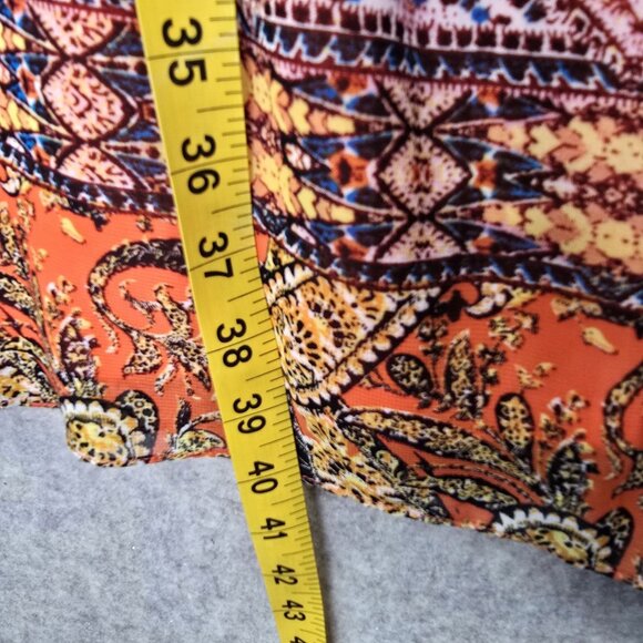 Halter Neck Sleeveless Paisley Print Womens Dress Orange & Multi Polyester Boho - Picture 8 of 8